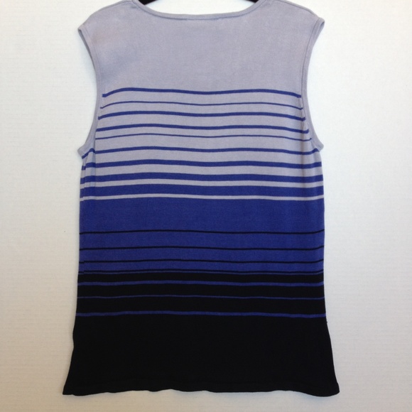 *3/$15* Studio I Indigo Silk Sleeveless Sweater - Picture 2 of 4